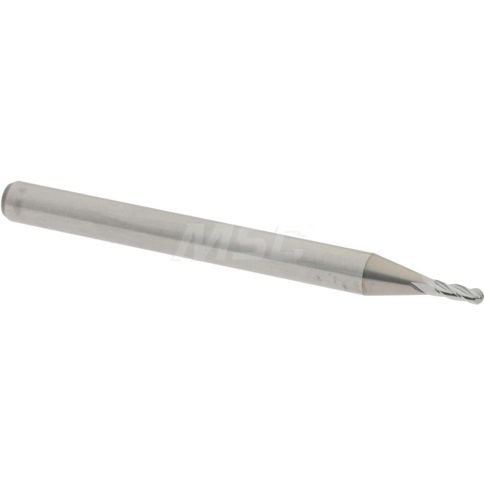 Accupro 07761042 Ball End Mill 0.0469" Dia, 0.1406" LOC, 4 Flute, Solid Carbide