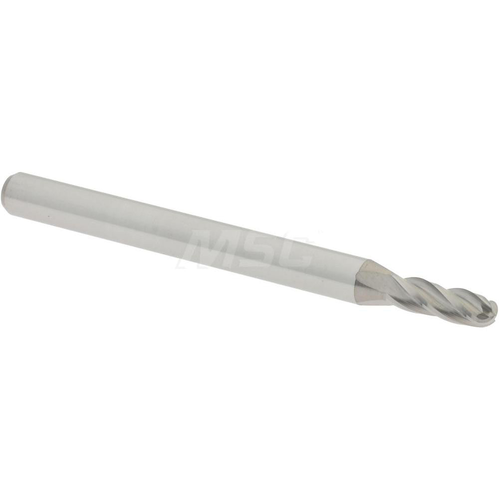 Accupro 07761091 Ball End Mill 0.0938" Dia, 0.2813" LOC, 4 Flute, Solid Carbide