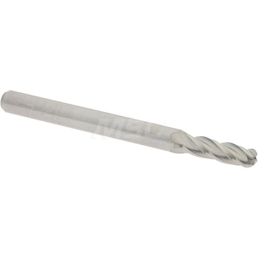 Accupro 07761117 Ball End Mill 0.1094" Dia, 0.375" LOC, 4 Flute, Solid Carbide