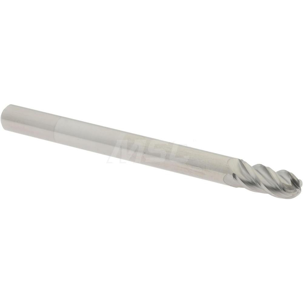Accupro 07761125 Ball End Mill 0.125" Dia, 0.25" LOC, 4 Flute, Solid Carbide