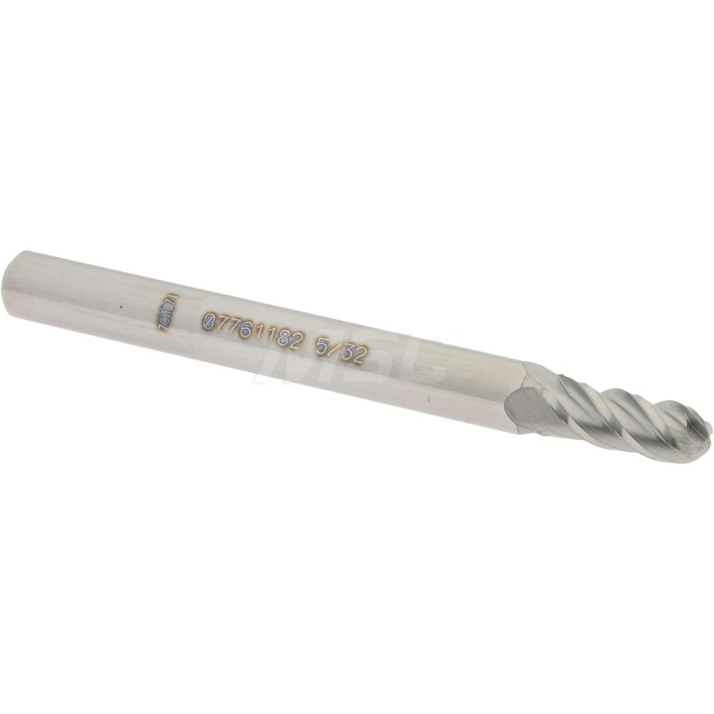 Accupro 07761182 Ball End Mill 0.1563" Dia, 0.375" LOC, 4 Flute, Solid Carbide