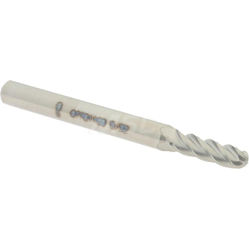 Accupro 07761190 Ball End Mill 0.1563" Dia, 0.5" LOC, 4 Flute, Solid Carbide