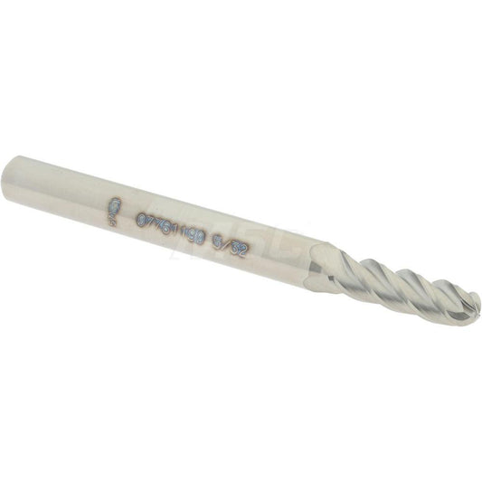 Accupro 07761190 Ball End Mill 0.1563" Dia, 0.5" LOC, 4 Flute, Solid Carbide