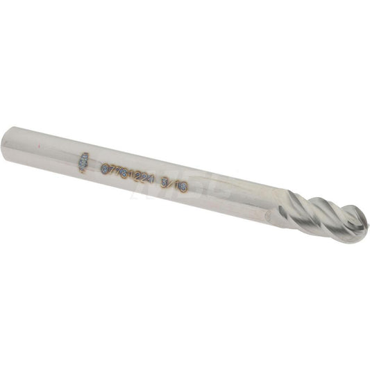 Accupro 07761224 Ball End Mill 0.1875" Dia, 0.375" LOC, 4 Flute, Solid Carbide
