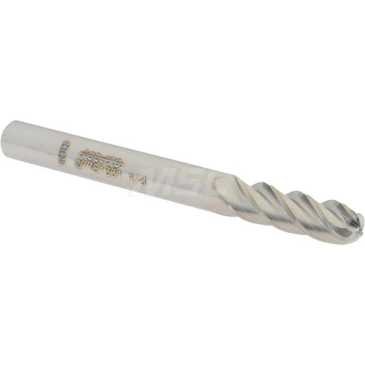 Accupro 07761331 Ball End Mill 0.25" Dia, 0.75" LOC, 4 Flute, Solid Carbide