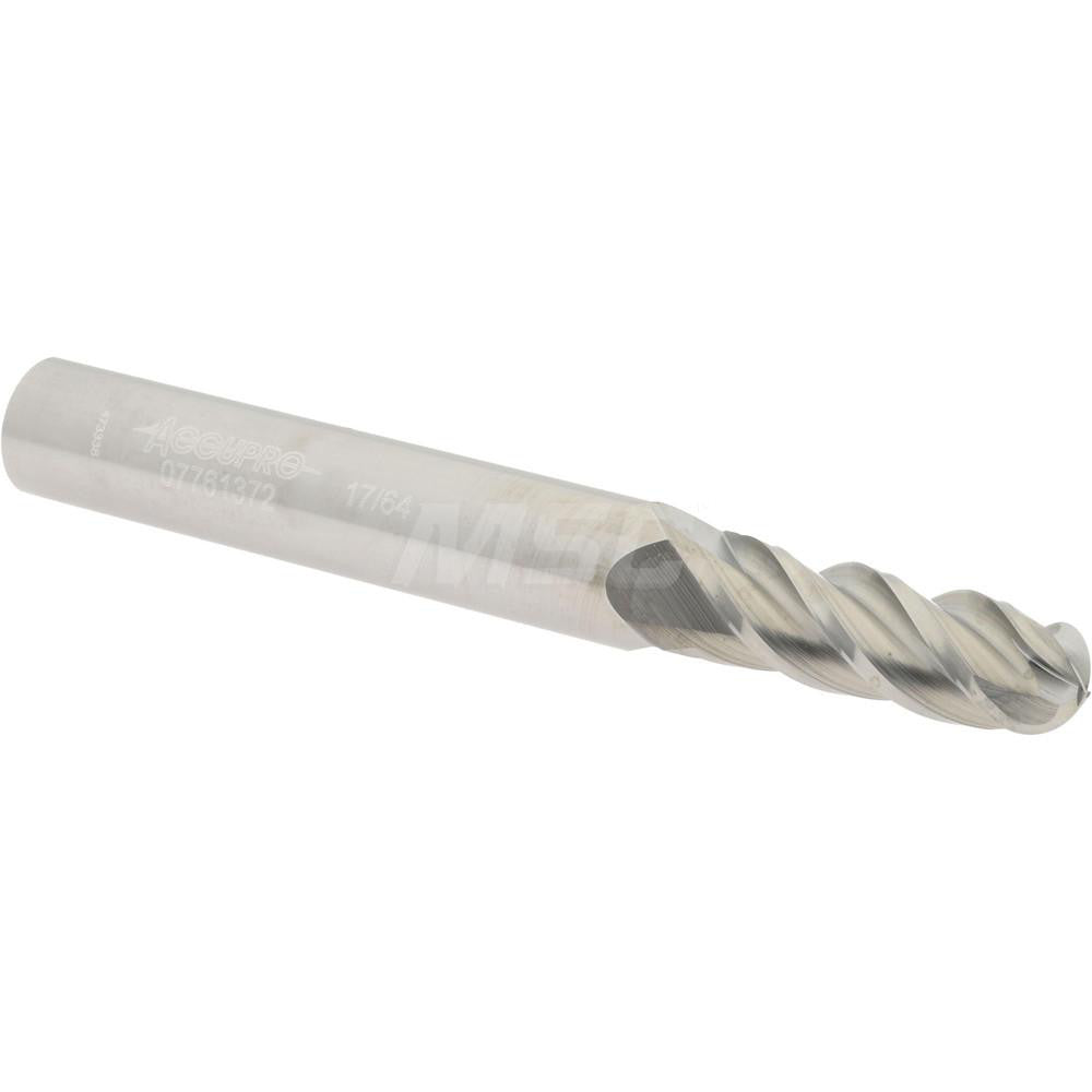 Accupro 07761372 Ball End Mill 0.2656" Dia, 0.75" LOC, 4 Flute, Solid Carbide