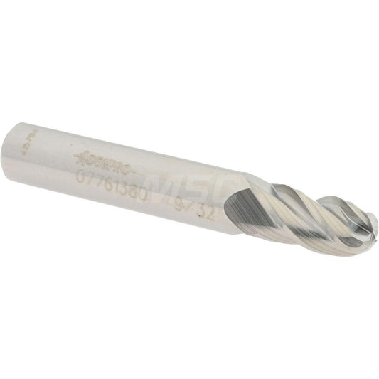 Accupro 07761380 Ball End Mill 0.2813" Dia, 0.5" LOC, 4 Flute, Solid Carbide