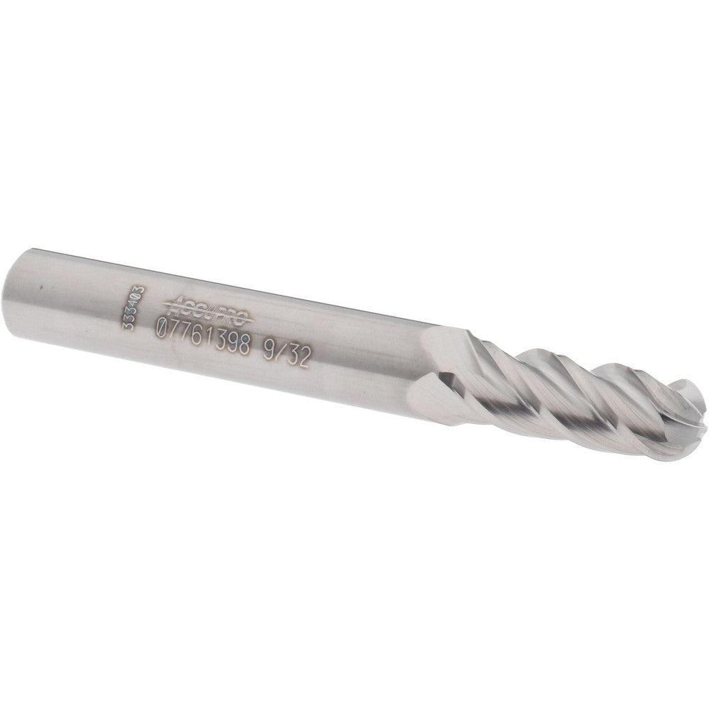 Accupro 07761398 Ball End Mill 0.2813" Dia, 0.75" LOC, 4 Flute, Solid Carbide