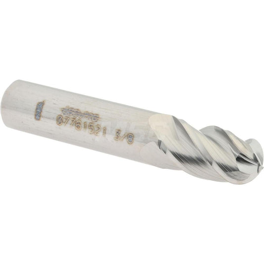 Accupro 07761521 Ball End Mill 0.375" Dia, 0.625" LOC, 4 Flute, Solid Carbide