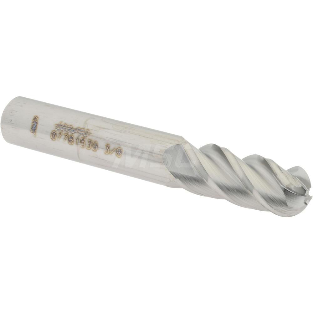 Accupro 07761539 Ball End Mill 0.375" Dia, 0.875" LOC, 4 Flute, Solid Carbide