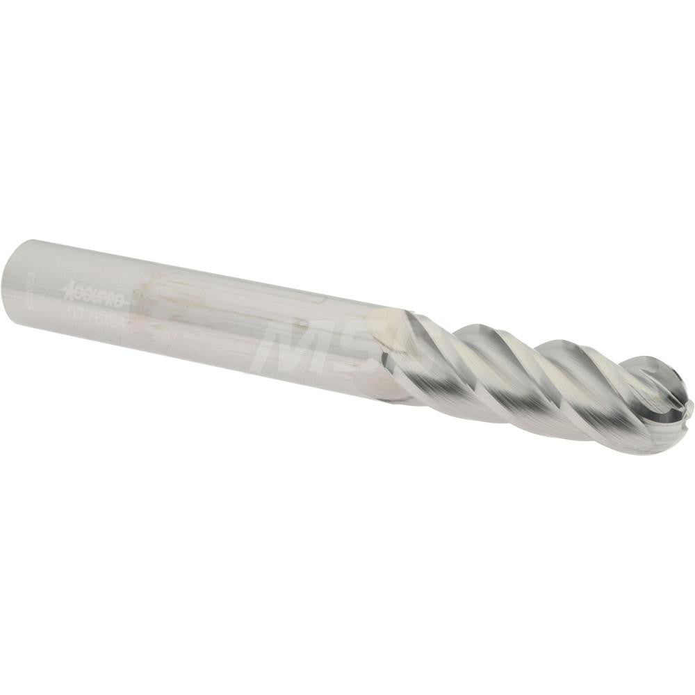 Accupro 07761547 Ball End Mill 0.375" Dia, 1.125" LOC, 4 Flute, Solid Carbide