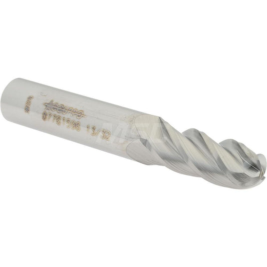 Accupro 07761596 Ball End Mill 0.4063" Dia, 1" LOC, 4 Flute, Solid Carbide