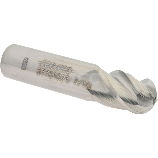 Accupro 07761620 Ball End Mill 0.4375" Dia, 0.625" LOC, 4 Flute, Solid Carbide
