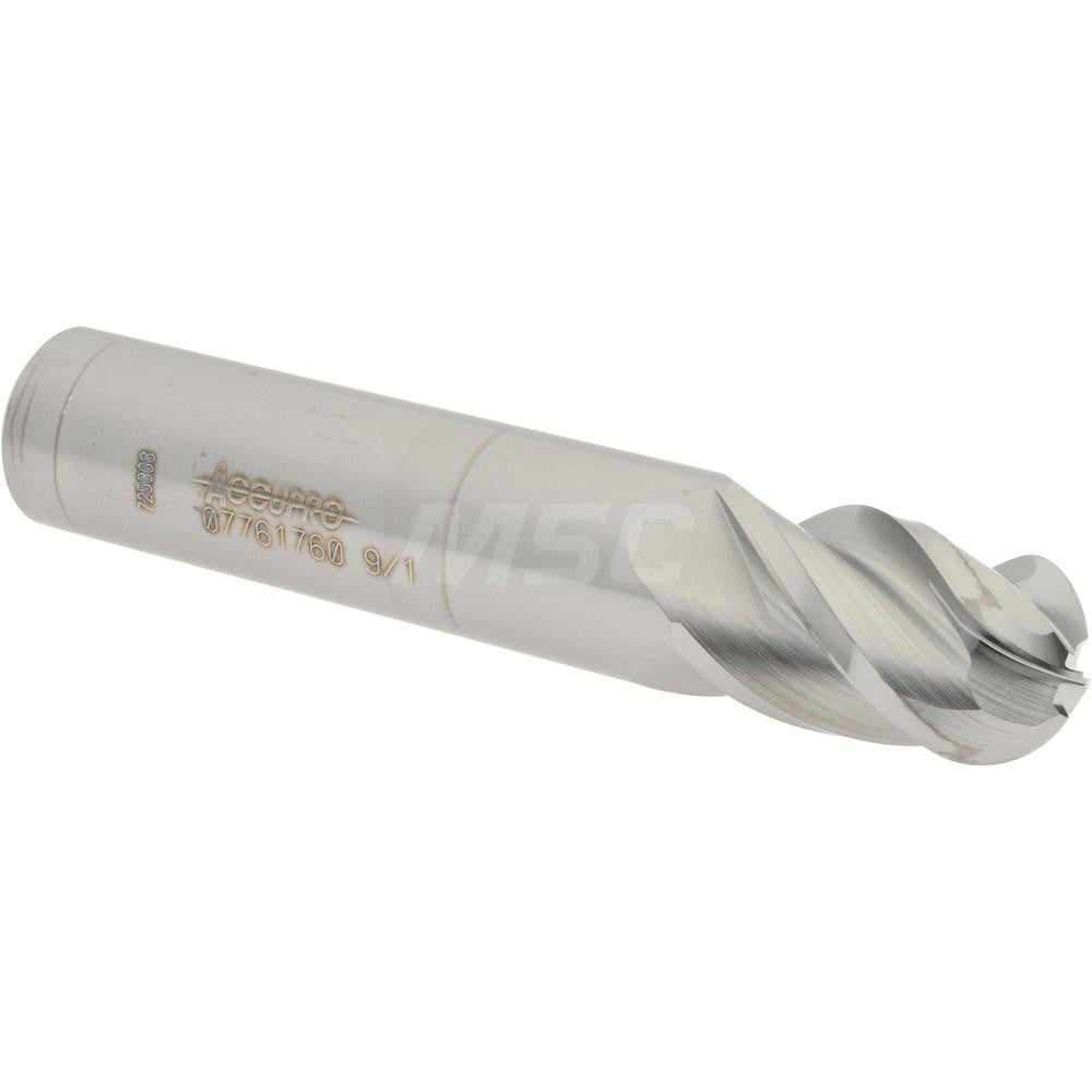 Accupro 07761760 Ball End Mill 0.5625" Dia, 0.875" LOC, 4 Flute, Solid Carbide