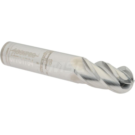 Accupro 07761794 Ball End Mill 0.625" Dia, 1.25" LOC, 4 Flute, Solid Carbide