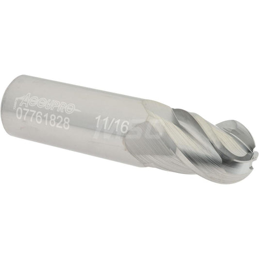 Accupro 07761828 Ball End Mill 0.6875" Dia, 1" LOC, 4 Flute, Solid Carbide
