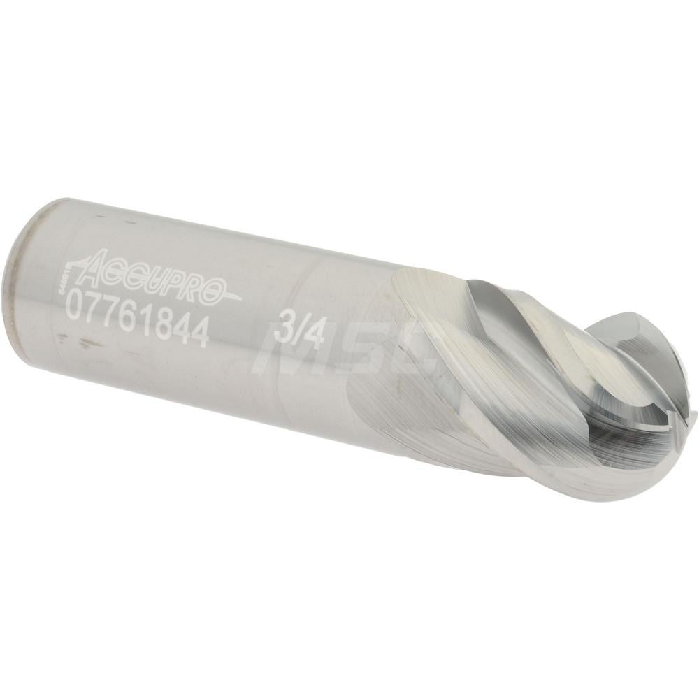 Accupro 07761844 Ball End Mill 0.75" Dia, 1" LOC, 4 Flute, Solid Carbide
