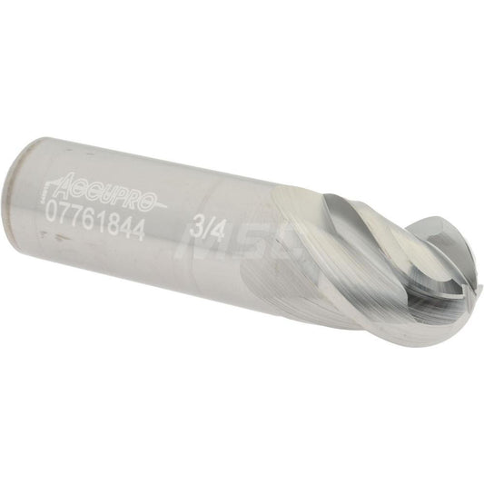 Accupro 07761844 Ball End Mill 0.75" Dia, 1" LOC, 4 Flute, Solid Carbide