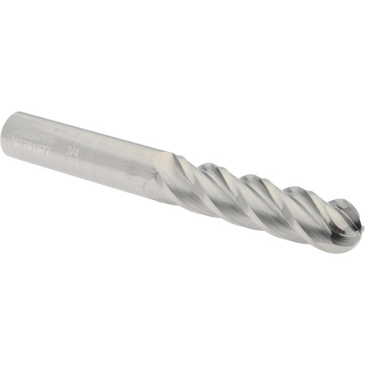 Accupro 07761877 Ball End Mill 0.75" Dia, 3" LOC, 4 Flute, Solid Carbide