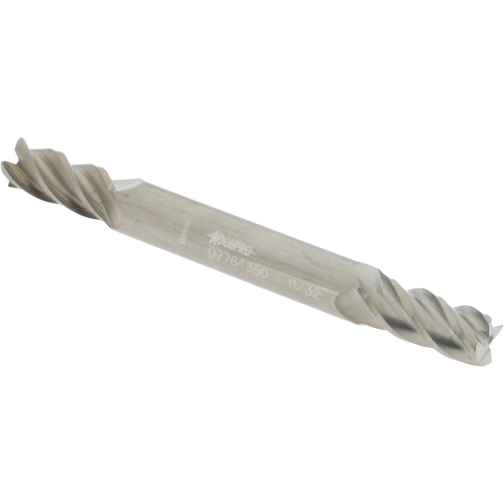 Accupro 07764350 Square End Mill 11/32'' Dia, 3/4'' LOC, 3/8'' Shank Dia, 3-1/2'' OAL, 4 Flutes, Solid Carbide