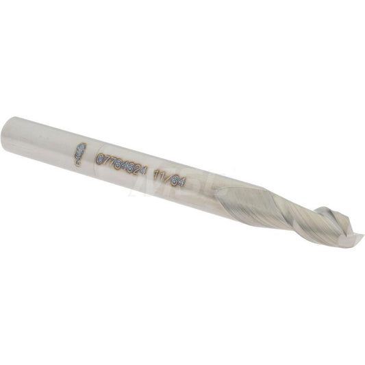 Accupro 07764624 Square End Mill 11/64'' Dia, 3/8'' LOC, 3/16'' Shank Dia, 2'' OAL, 2 Flutes, Solid Carbide