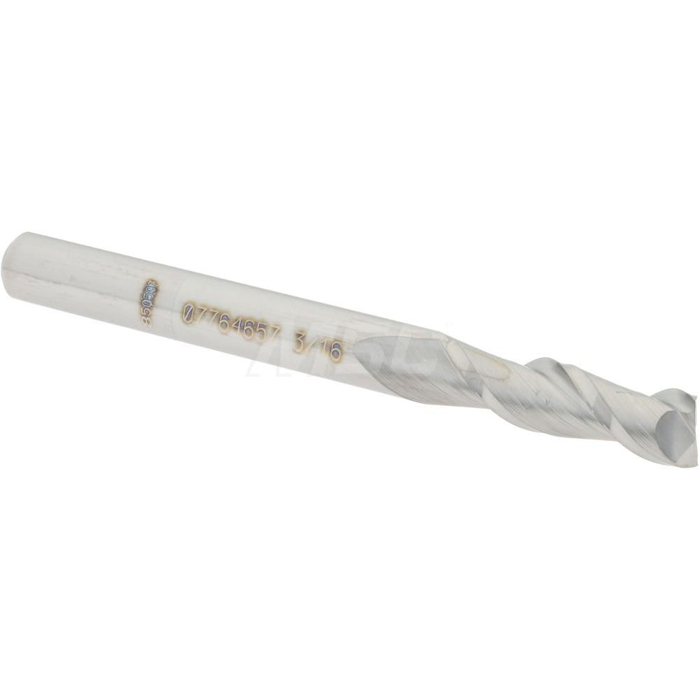 Accupro 07764657 Square End Mill 3/16'' Dia, 5/8'' LOC, 3/16'' Shank Dia, 2'' OAL, 2 Flutes, Solid Carbide