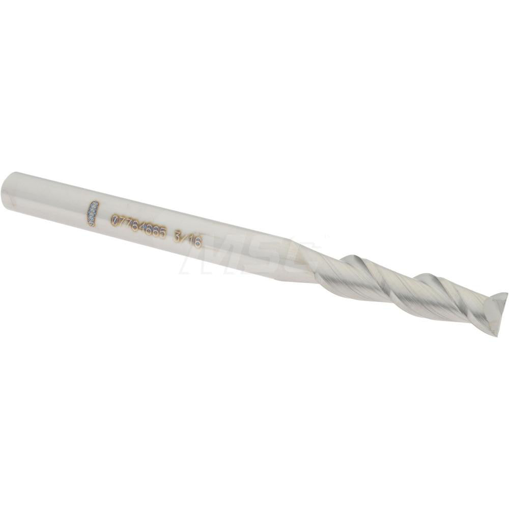 Accupro 07764665 Square End Mill 3/16'' Dia, 3/4'' LOC, 3/16'' Shank Dia, 2-1/2'' OAL, 2 Flutes, Solid Carbide