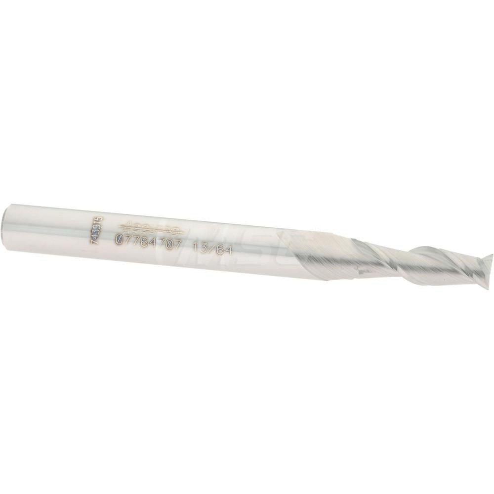 Accupro 07764707 Square End Mill 13/64'' Dia, 5/8'' LOC, 1/4'' Shank Dia, 2-1/2'' OAL, 2 Flutes, Solid Carbide