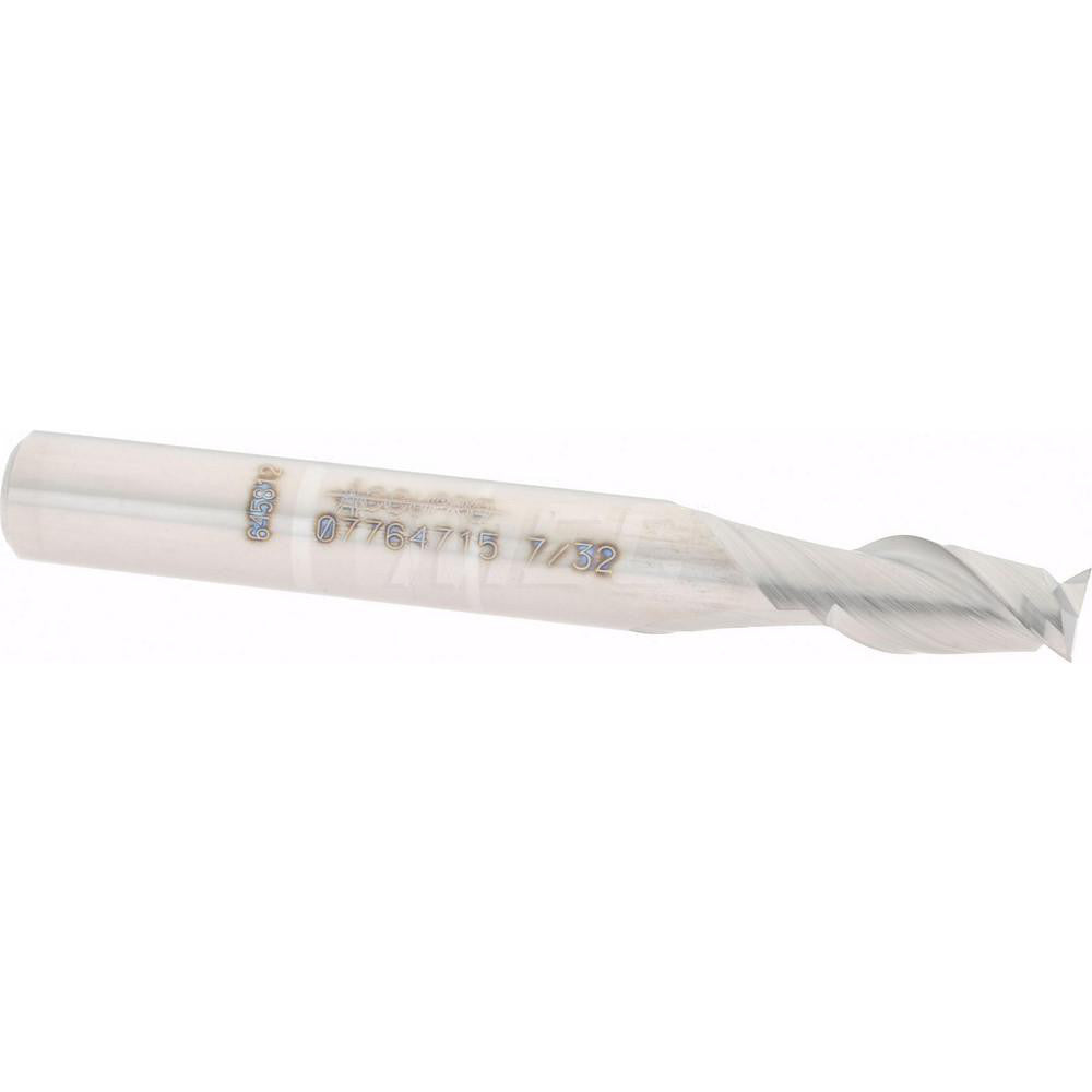 Accupro 07764715 Square End Mill 7/32'' Dia, 3/8'' LOC, 1/4'' Shank Dia, 2'' OAL, 2 Flutes, Solid Carbide