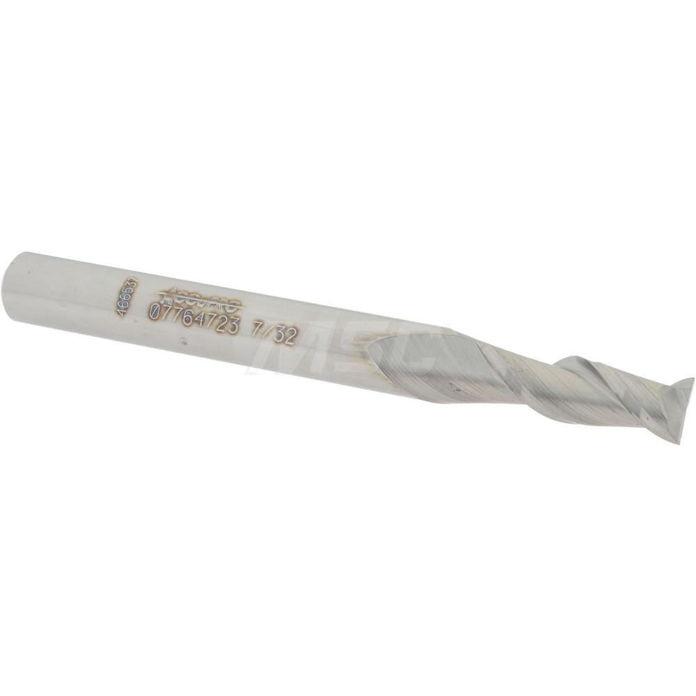 Accupro 07764723 Square End Mill 7/32'' Dia, 5/8'' LOC, 1/4'' Shank Dia, 2-1/2'' OAL, 2 Flutes, Solid Carbide