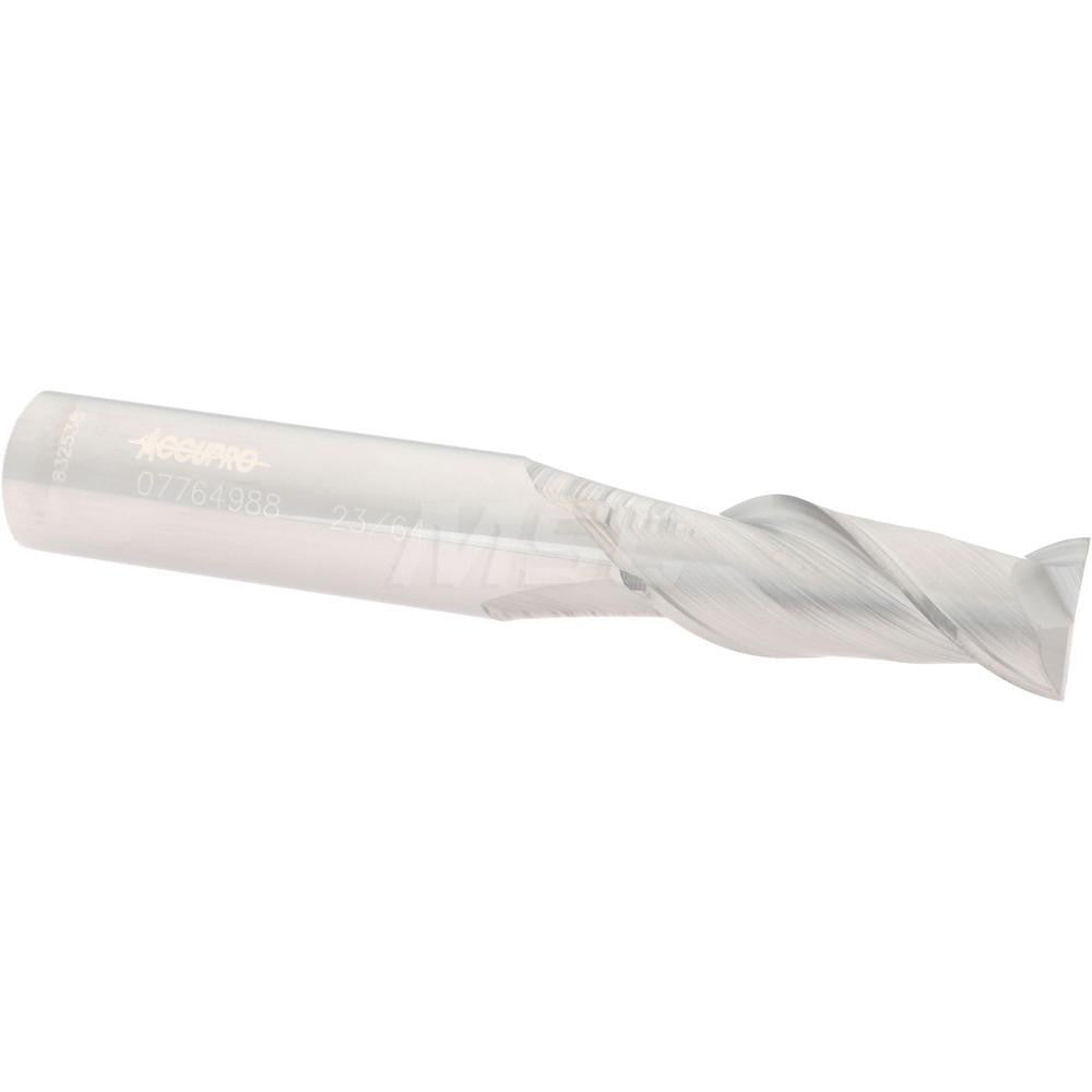 Accupro 07764988 Square End Mill 23/64'' Dia, 7/8'' LOC, 3/8'' Shank Dia, 2-1/2'' OAL, 2 Flutes, Solid Carbide