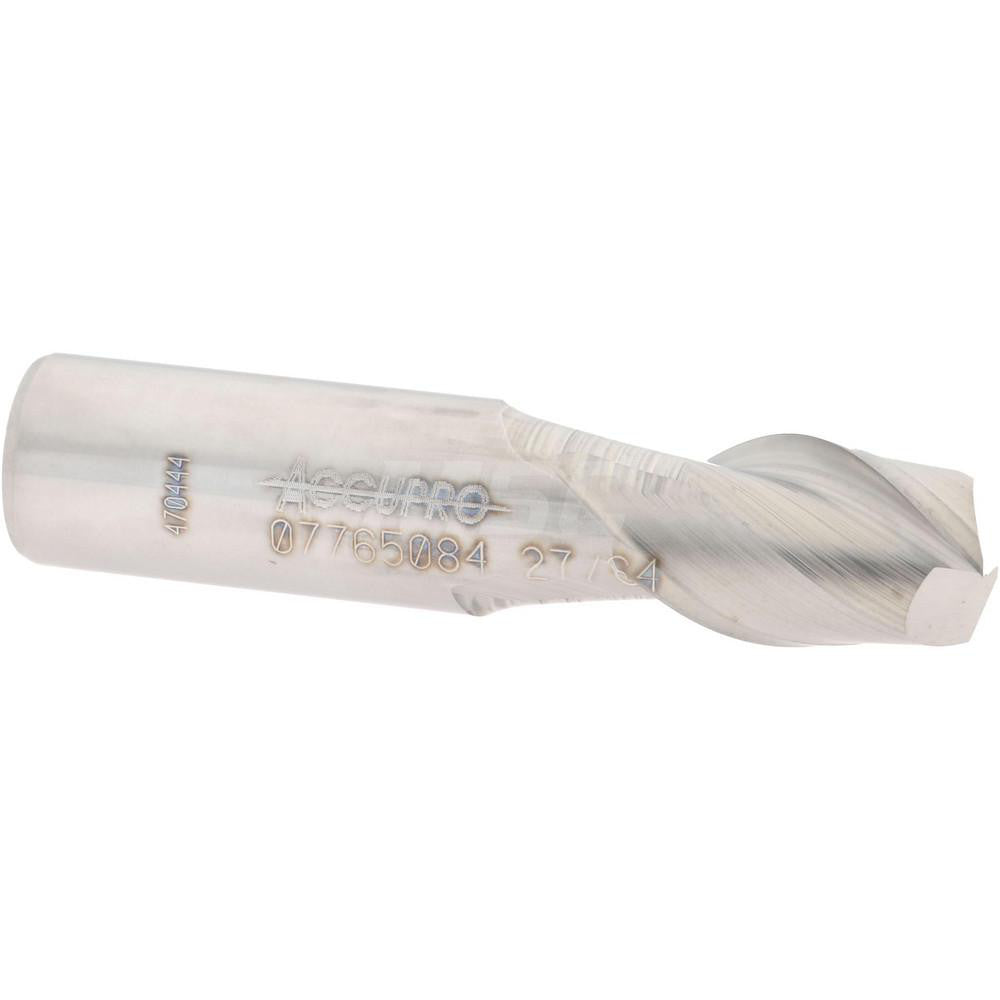 Accupro 07765084 Square End Mill 27/64'' Dia, 5/8'' LOC, 7/16'' Shank Dia, 2'' OAL, 2 Flutes, Solid Carbide