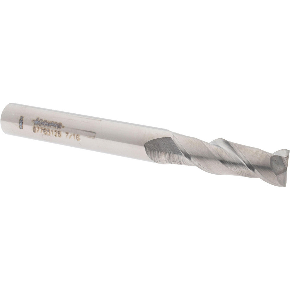 Accupro 07765126 Square End Mill 7/16'' Dia, 1-3/8'' LOC, 7/16'' Shank Dia, 4'' OAL, 2 Flutes, Solid Carbide
