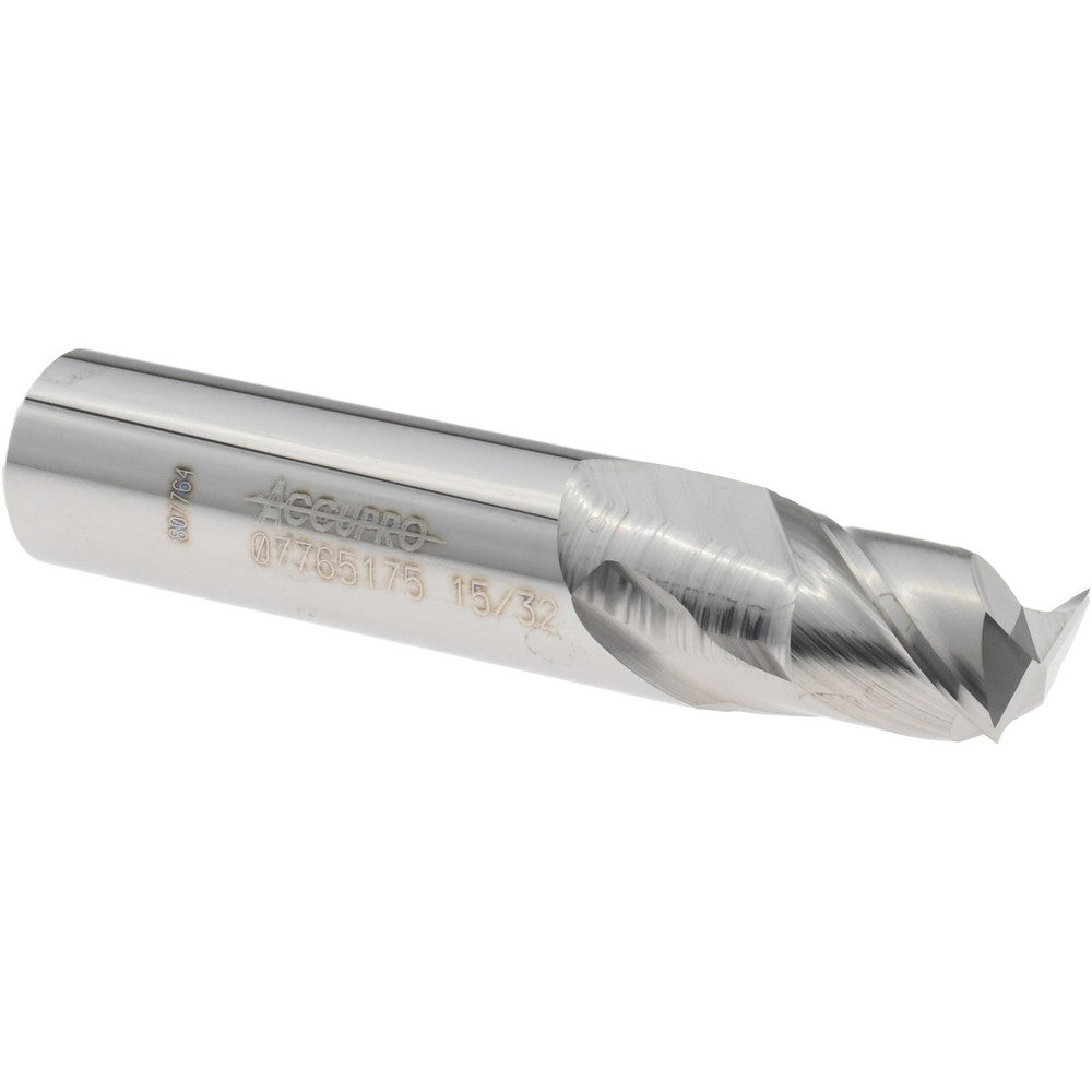 Accupro 07765175 Square End Mill 15/32'' Dia, 5/8'' LOC, 1/2'' Shank Dia, 2-1/2'' OAL, 2 Flutes, Solid Carbide