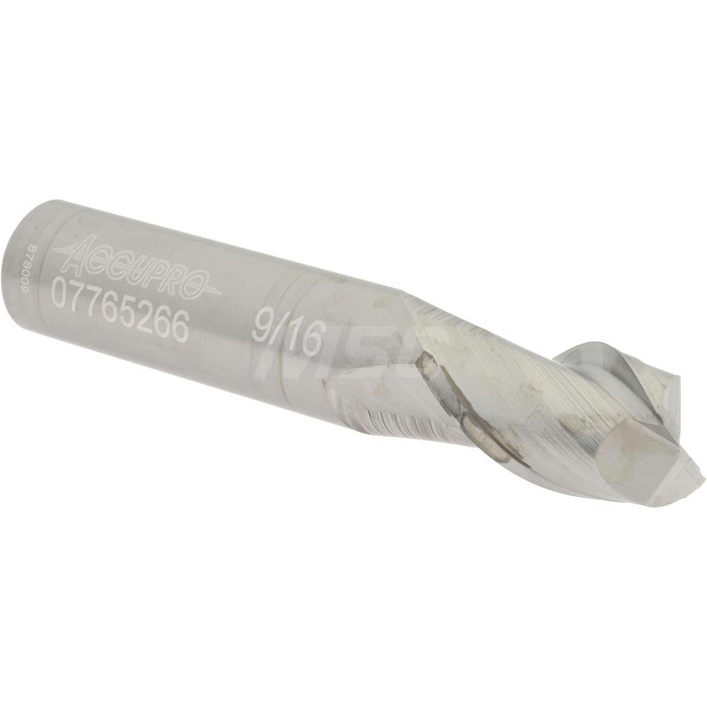 Accupro 07765266 Square End Mill 9/16'' Dia, 7/8'' LOC, 9/16'' Shank Dia, 3'' OAL, 2 Flutes, Solid Carbide