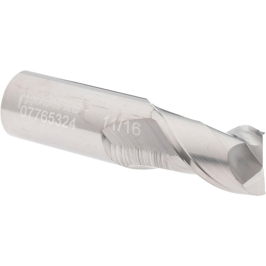 Accupro 07765324 Square End Mill 11/16'' Dia, 1'' LOC, 3/4'' Shank Dia, 3'' OAL, 2 Flutes, Solid Carbide