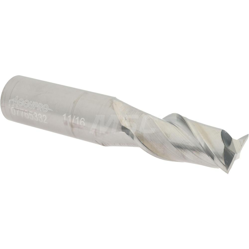 Accupro 07765332 Square End Mill 11/16'' Dia, 1-1/2'' LOC, 3/4'' Shank Dia, 4'' OAL, 2 Flutes, Solid Carbide