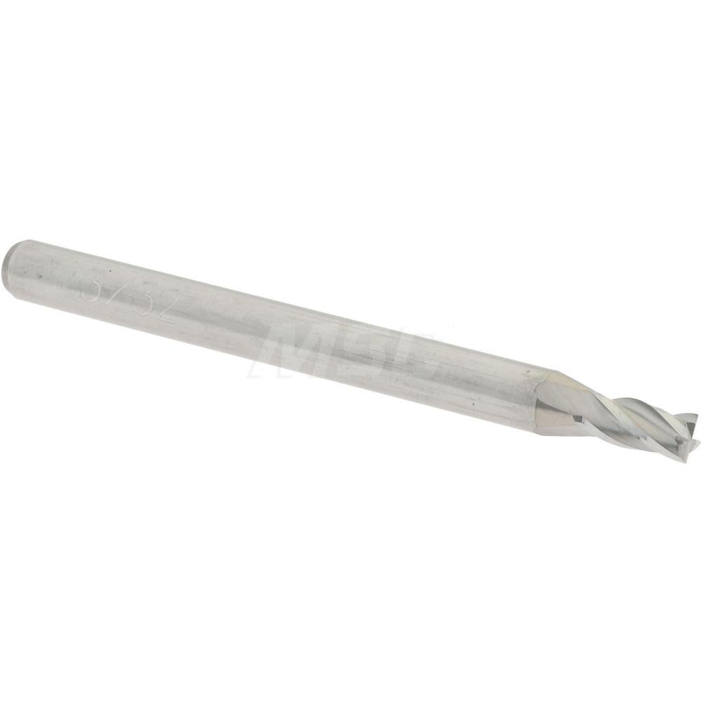 Accupro 07765472 Square End Mill 3/32'' Dia, 3/16'' LOC, 1/8'' Shank Dia, 1-1/2'' OAL, 4 Flutes, Solid Carbide