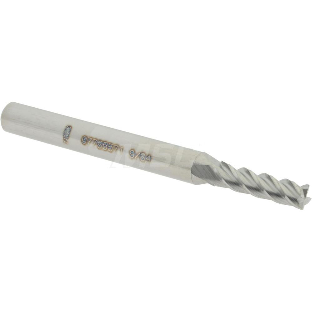 Accupro 07765571 Square End Mill 9/64'' Dia, 1/2'' LOC, 3/16'' Shank Dia, 2'' OAL, 4 Flutes, Solid Carbide