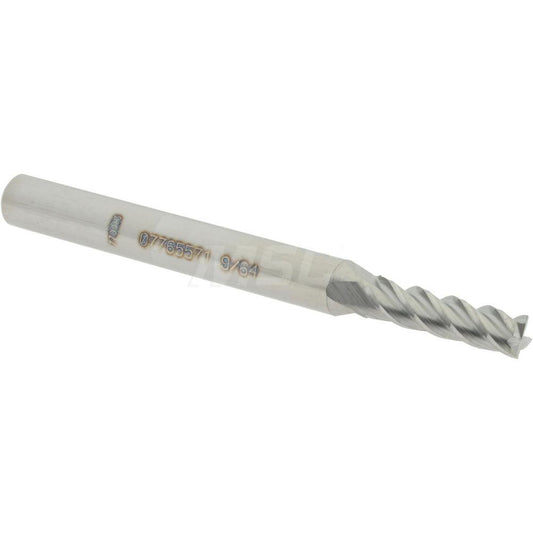 Accupro 07765571 Square End Mill 9/64'' Dia, 1/2'' LOC, 3/16'' Shank Dia, 2'' OAL, 4 Flutes, Solid Carbide