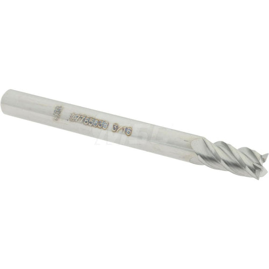 Accupro 07765639 Square End Mill 3/16'' Dia, 3/8'' LOC, 3/16'' Shank Dia, 2'' OAL, 4 Flutes, Solid Carbide