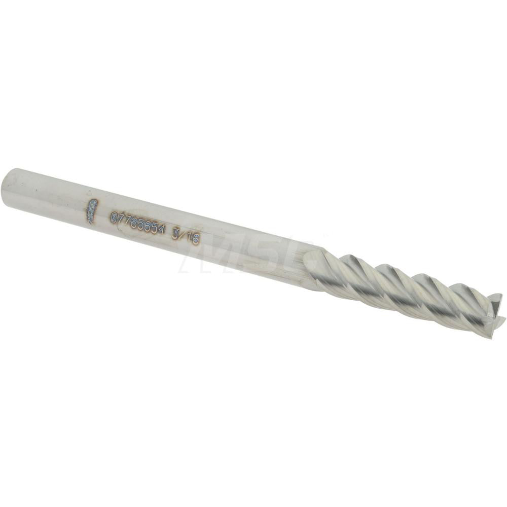 Accupro 07765654 Square End Mill 3/16'' Dia, 3/4'' LOC, 3/16'' Shank Dia, 2-1/2'' OAL, 4 Flutes, Solid Carbide