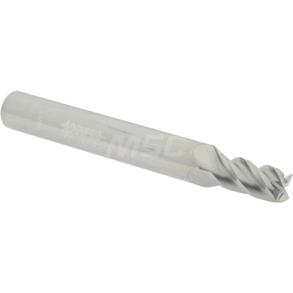 Accupro 07765688 Square End Mill 13/64'' Dia, 3/8'' LOC, 1/4'' Shank Dia, 2'' OAL, 4 Flutes, Solid Carbide