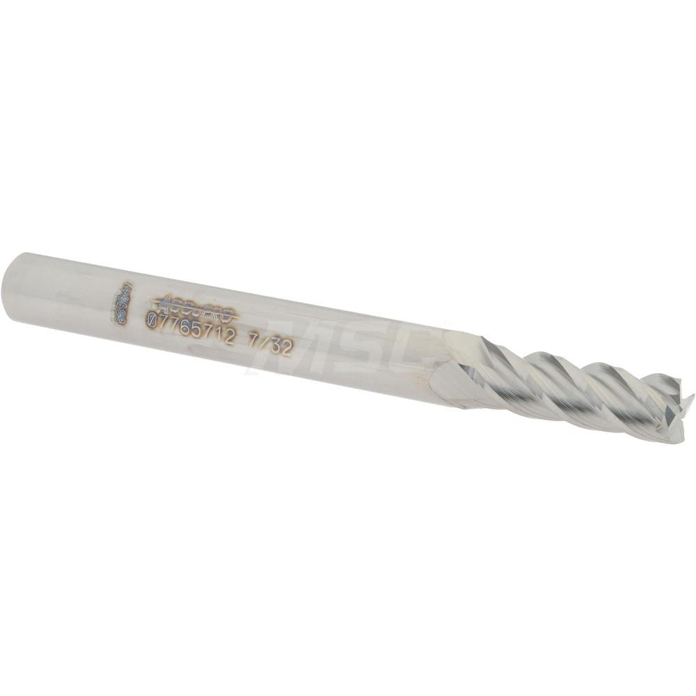 Accupro 07765712 Square End Mill 7/32'' Dia, 5/8'' LOC, 1/4'' Shank Dia, 2-1/2'' OAL, 4 Flutes, Solid Carbide