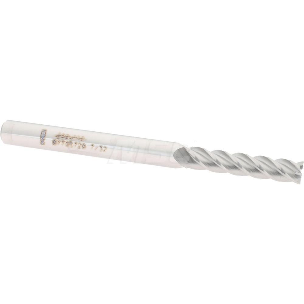 Accupro 07765720 Square End Mill 7/32'' Dia, 1'' LOC, 1/4'' Shank Dia, 3'' OAL, 4 Flutes, Solid Carbide