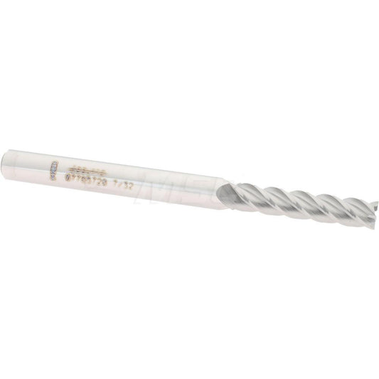 Accupro 07765720 Square End Mill 7/32'' Dia, 1'' LOC, 1/4'' Shank Dia, 3'' OAL, 4 Flutes, Solid Carbide