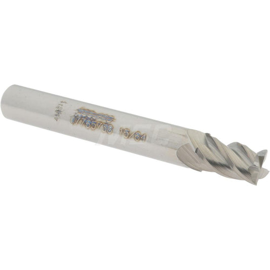 Accupro 07765738 Square End Mill 15/64'' Dia, 3/8'' LOC, 1/4'' Shank Dia, 2'' OAL, 4 Flutes, Solid Carbide