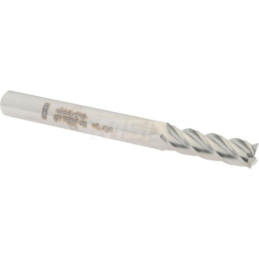 Accupro 07765746 Square End Mill 15/64'' Dia, 3/4'' LOC, 1/4'' Shank Dia, 2-1/2'' OAL, 4 Flutes, Solid Carbide