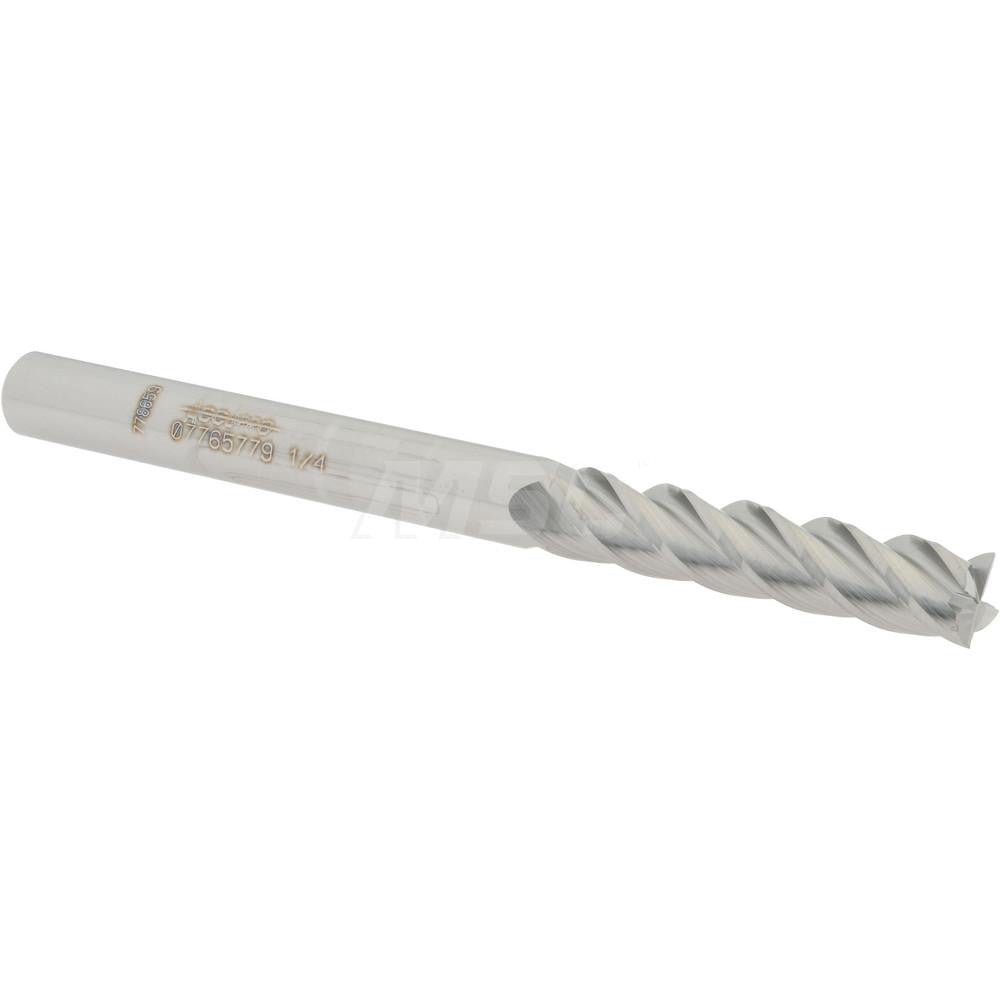 Accupro 07765779 Square End Mill 1/4'' Dia, 1-1/8'' LOC, 1/4'' Shank Dia, 3'' OAL, 4 Flutes, Solid Carbide