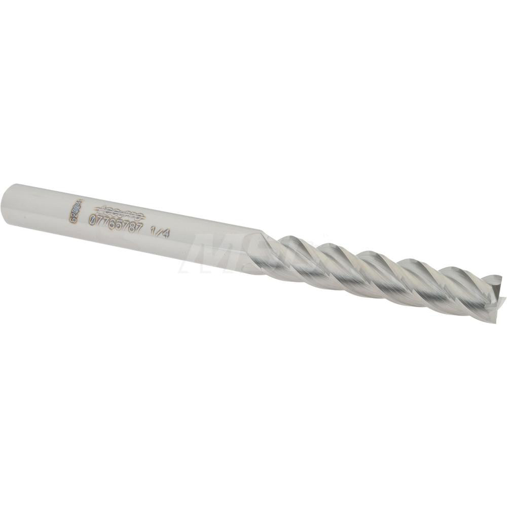 Accupro 07765787 Square End Mill 1/4'' Dia, 1-1/4'' LOC, 1/4'' Shank Dia, 3'' OAL, 4 Flutes, Solid Carbide